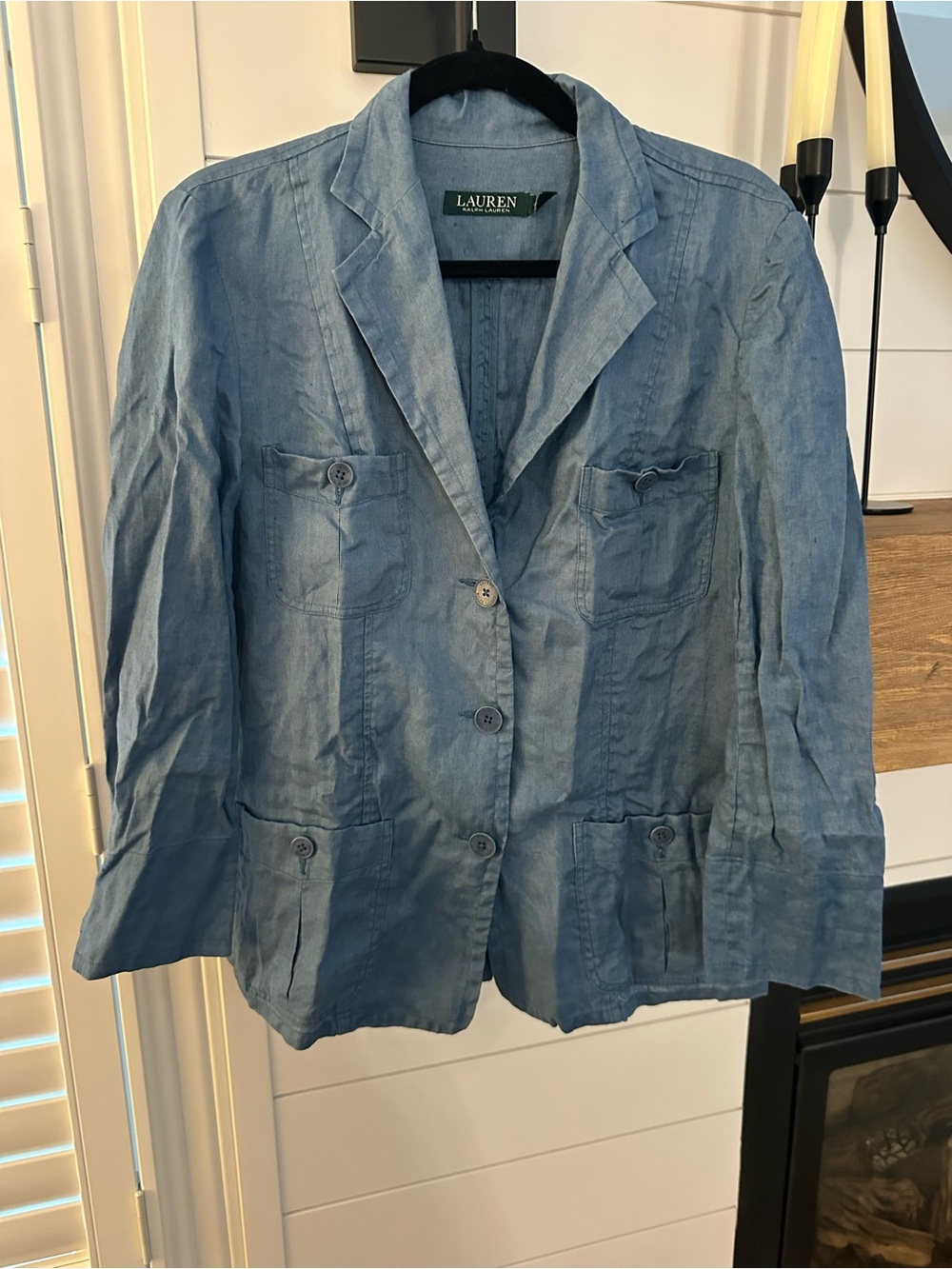 Ralph Lauren 100% LINEN Light Blue Linen Blazer Jacket